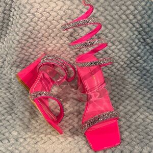 Dazzling Pink Spiral Heels